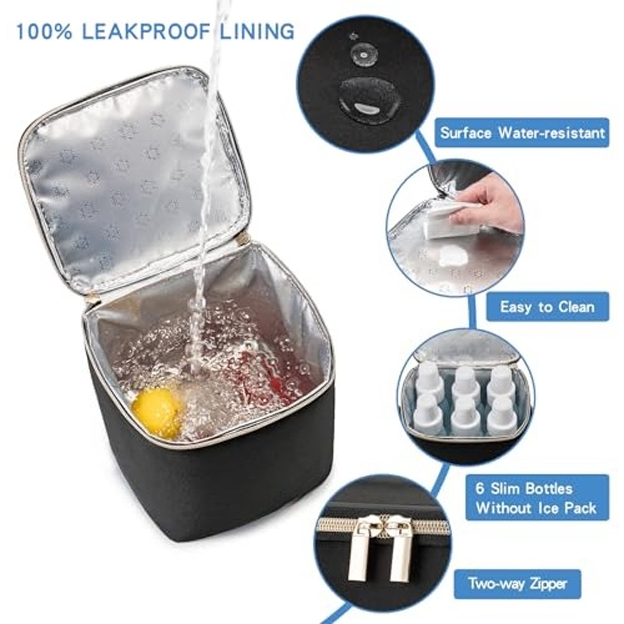 Haimei Breastmilk CoolPack Fits 4 Baby Bottles up to 9 Ounce, Baby Bottle Cooler Bag Suitable for Nursing Mom Daycare, Blacker Bag with Ice