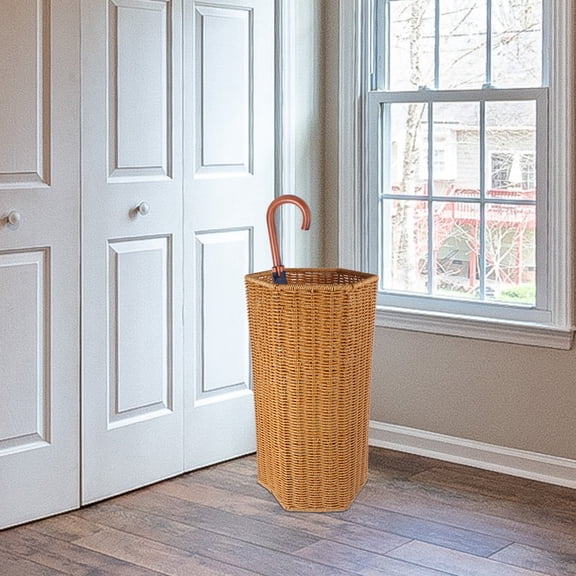 Homoyoyo Wicker Umbrella Stand Indoor Entryway Storage Holder Khaki Color Home Organizer 1 Set