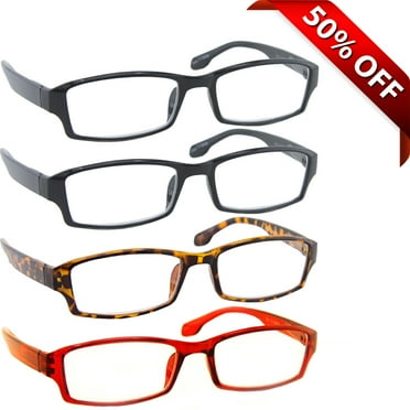 Reading Glasses +3.75 | 4 Pack of Readers for Men and Women | Black ...