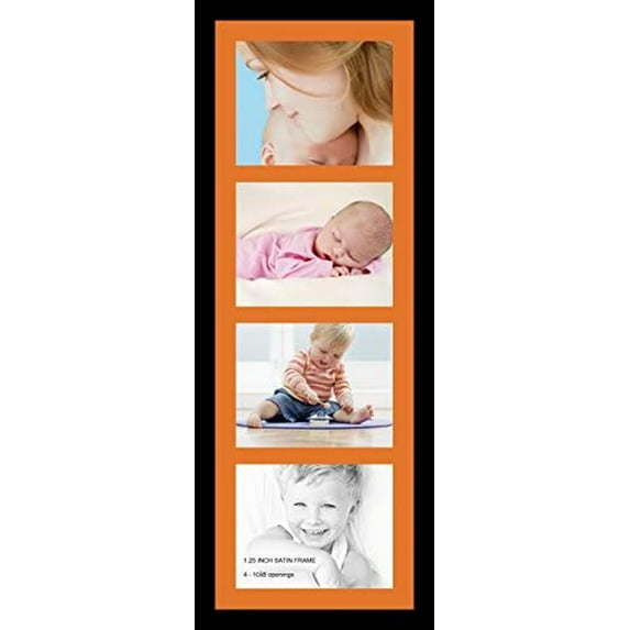 collage photo frame single mat with 4-8x10 openings and black frame.