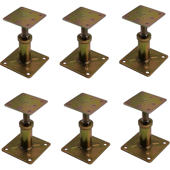 Adjustable 4 1/3" - 7" House Floor Jacks Mini Screw Post Pole for Leveling, Galvanized, 6 Pack
