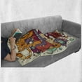 thumbnail image 6 of Urban Graffiti Soft Flannel Fleece Throw Blanket, Humorous Doodle of Square Faced Hungry Cats and Fishes Funny Characters, Cozy Plush for Indoor and Outdoor Use, 50" x 70", Multicolor, by Ambesonne, 6 of 6