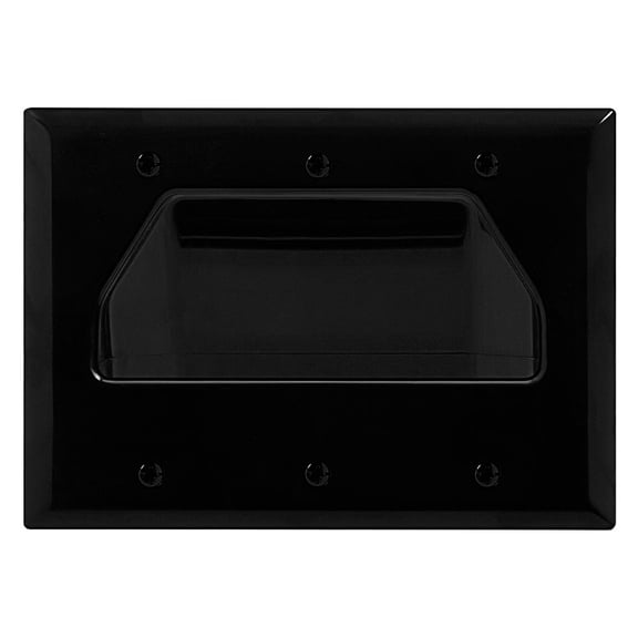Cmple - Wall Plate - 3-Gang Recessed Low Voltage Cable - Black