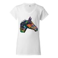 thumbnail image 3 of Colorful Neon Horse | Dean Russo Art Animal Lover Womenâ€™s Standard V-Neck Tee, White, XX-Large, 3 of 6