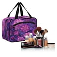 thumbnail image 6 of Travel Hanging Toiletry Bag with 4 Zipped Compartments Waterproof Makeup Accessories Spacious Cosmetic Bag Lavender Bohemian Pattern Large, 6 of 9