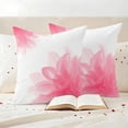 thumbnail image 3 of Pink Flower Outdoor Waterproof Pillow Covers, Boho Modern Floral Abstract Ombre Leaf White Decorative Square Throw Pillowcase Sofa Cushion Sham for Patio/Couch/Chair, 24"x24" 2 Pack, 3 of 8