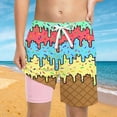 thumbnail image 2 of PRfgtbd Boys Swim Trunks Ice Cream Shorts With Compression Liner Casual Bathing Suit Elastic Waist Summer Beach Shorts For Kids Swimwear 9-10 Years, 2 of 4
