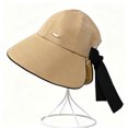 thumbnail image 2 of OOOUM Women Wide Brim Sun Hat Back Bow Decor Ponytail Friendly Lightweight Adjustable Outdoor Travel Beach Fisherman Hat Khaki, 2 of 2