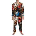 thumbnail image 3 of Fotbe Elegant Floral Vase Painting Pattern Long Sleeve Pajama Set for Men,Sleepwear Set,2-piece Loungewear Set,Soft PJs Comfy Nightwear with Pockets-Large, 3 of 7