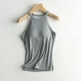 thumbnail image 4 of MESSUEN Camisole with Built in Bra Halter Tops for Women with Built in Bra Crew Neck Camisole with Bra Pads Bra One Vest Camisole Casual Blouses for Women Casual Tops for Women Gray M, 4 of 6