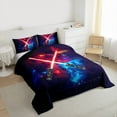 thumbnail image 3 of jejeloiu Gradient Light Bedding Comforter Set,Abstract Lightning Twin Comforter Sets,Red Black Blue Bedding Set For Boys Kids,Microfiber Bedroom Decor Reversible,2-Piece, 3 of 8