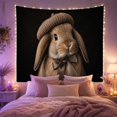 thumbnail image 2 of Lop Rabbit Portrait With Beanie and Bow Cozy Illustration Style for Rabbit Lovers Whimsical Wall Decor Housewarming Gift Tapestry Wall Hanging for Bedroom and Nursery, 2 of 7