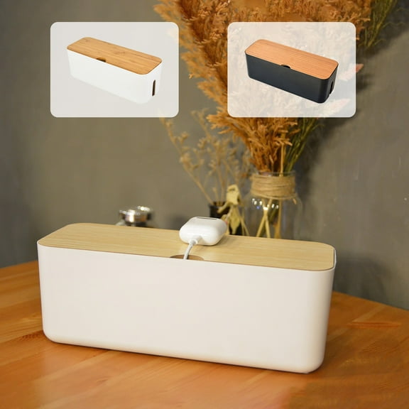 Cable Management Box, Cord Organizer for Desk with Cable Hider Compartment, Large Abs Plastic Cord Box to Hide Power Strips & Cords for Home Office Use, Ideal for Tv Stands, Desktops, and