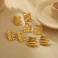 thumbnail image 2 of 18K Karat Gold Plated Earrings for Women Irregular Pleated Textured Earrings Jewelry for Her Birthday Gifts, 2 of 7