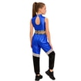 thumbnail image 2 of TiaoBug Kids Girls Jazz Hip Hop Street Dancing Outfit Sleeveless Sequin Crop Top with Dance Pants Set Royal Blue 12, 2 of 7