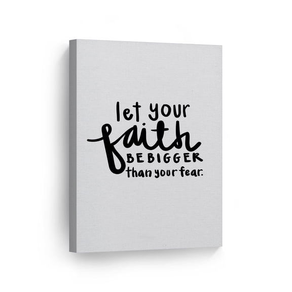 Smile Art Design Let Your Faith Be Bigger Than Your Fear Quote Canvas Print Motivational Wall Art Saying Home Decor Artwork Bedroom Living Room Ready to Hang Made in the USA - 12x8