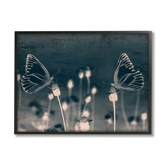 Stupell Industries Abstract Grey Butterflies Meadow Animals & Insects Painting Black Framed Art Print Wall Art