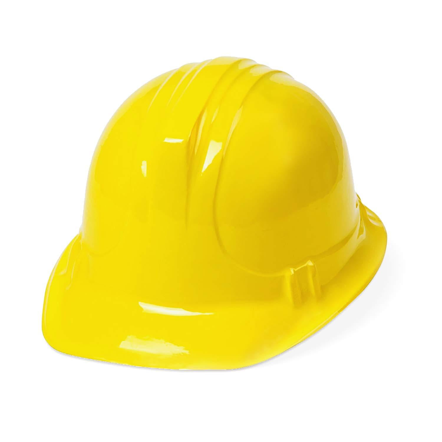 Hat Plastic Builders Yellow for Construction Worker Builder Fancy Dress 