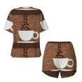 thumbnail image 6 of "Wukai Coffee Cafe Cup Women's Pajama Set - Short-Sleeve Top and Shorts with Elastic Waistband and Pockets for Loungewear, Yoga, and Casual Wear-X-Large, 6 of 8