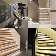 Motion Sensor Stair Light for Indoor, 47.2Long Cuttable LED Strip Lights Indoor with Remote, Step by Step Control Motion Activated Stair Lights Kit with Main Wire & Daylight Sensor (16 Stairs,3000K)