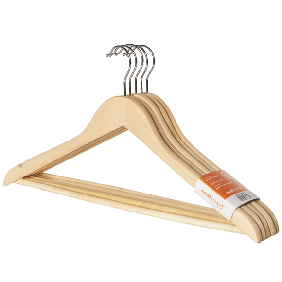 neatfreak! Contoured Natural Wood Hanger, pack of 5