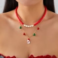 thumbnail image 6 of NICKSUN Christmas Layered Necklace for Women Red Green Gold Clay Beads Xmas Tree Snowflake Candy Cane Lollipop Snowman Reindeer Pendant Choker Necklace Birthday Holiday Party Jewelry Gifts, 6 of 8