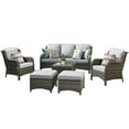 thumbnail image 3 of Ovios 6 Pieces Outdoor Patio Furniture Wicker Conversation Set Sectional Couch with Cushions & Glass Table, 3 of 8