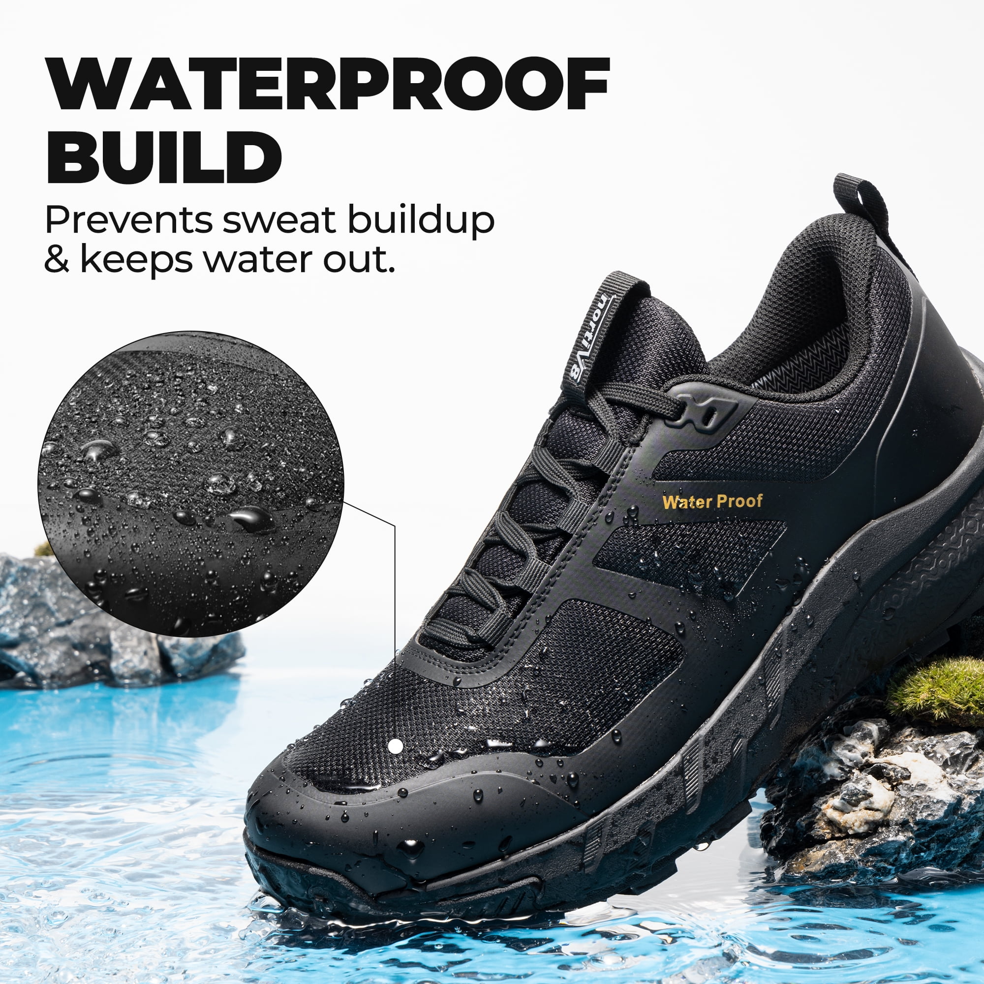 Nortiv 8 Men's Waterproof Hiking Shoes - Durable, Lightweight Outdoor Trekking Footwear for Men, Comfortable & Slip-Resistant
