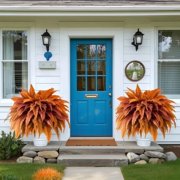 Dremisland 39 Artificial Boston Fern in Orange and Gold Fall Dark Brown Urn (2 Count)