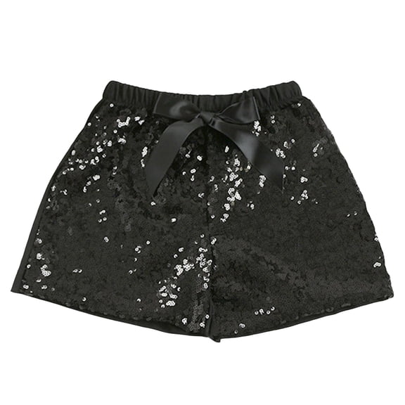 VUHXZWAF Girls Sequin Shorts Elastic High Waist Straight Leg Glitter Party Dance Shorts Size 5-6 Years