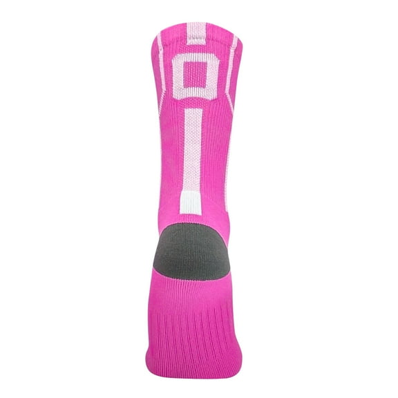 Mk Socks Player ID Jersey Number SINGLE Crew Sock - Hot Pink, White