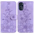 thumbnail image 2 of Compatible with Motorola Moto G 5G 2022 Embossed Lily Wallet Case with Card Holder PU Leather Flip Cover, 2 of 5