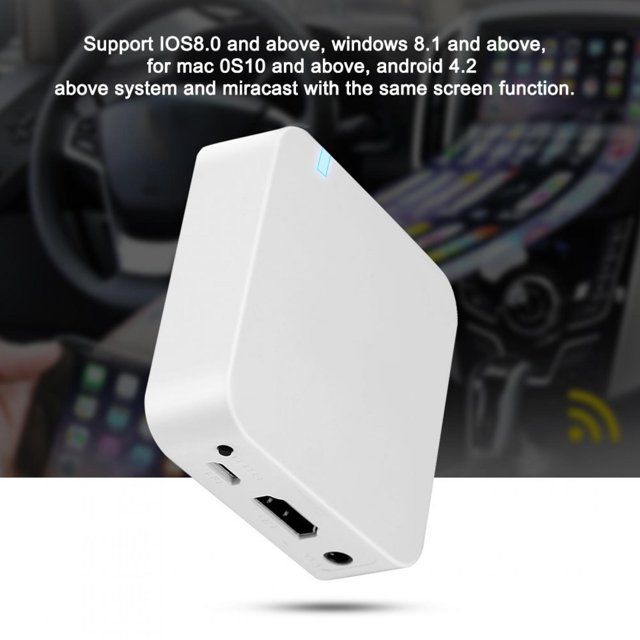 POCREATION Car WiFi Display, White Car Mirror Box , For Mac 0S10 And Above For Car Support IOS 8.0 And Above