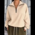 thumbnail image 3 of Sudaderas de Gran Tamaño para Mujer, Suéteres de Otoño, Sudaderas con Capucha de Moda, Suéter con Media Cremallera, Ropa de Larga. Amarillo L, 3 of 5