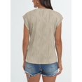 thumbnail image 5 of Tops elegantes de manga corta para mujer, cuello redondo, texturizados, lindos tops de verano 2024, camiseta básica, 5 of 5