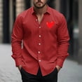 thumbnail image 2 of SERTG Mens Valentine's Day Print Shirt Long Sleeve Button Down Collar Casual Breathable Fashion Top for Men(Red,M), 2 of 4