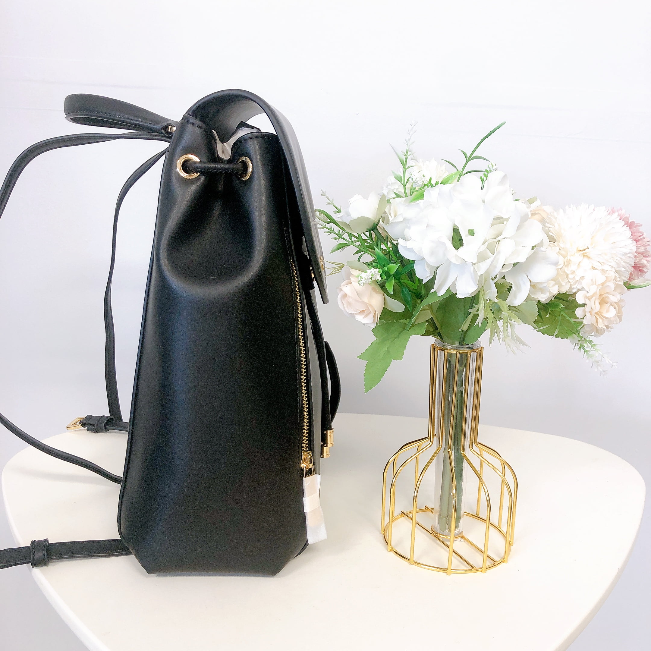 New Michael Kors Phoebe Medium Flap Drawstring Backpack Non-Leather Vegan Black MICHAEL KORS PHOEBE MEDIUM FLAP DRAWSTRING BACKPACK BAG  main image 3