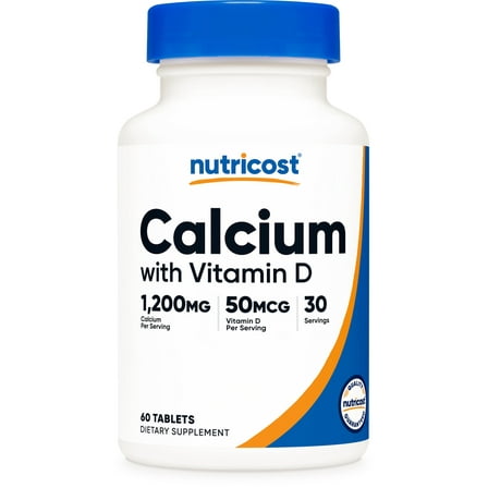 Nutricost Calcium (600mg)   Vitamin D3 (25mcg) x 2 Tablet serving. (60 Tablets, 30 servings) | Vitamin and Mineral Supplement for Men and Women