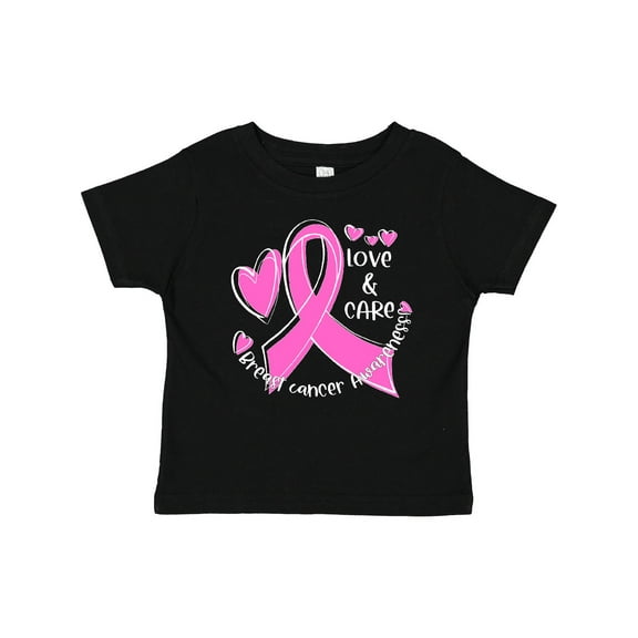 Inktastic Love, Care, Cure Breast Cancer Awareness Pink Ribbon Boys or Girls Baby T-Shirt
