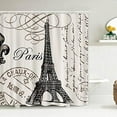 thumbnail image 2 of 4Pcs Paris Eiffel Tower Shower Curtain Sets Bathroom Set Decor with Non-Slip Rugs Bath U-Shaped Mat Toilet Lid Cover Waterproof Vintage Word Art Bathroom Curtains Shower Set with 12 Hooks, 2 of 7