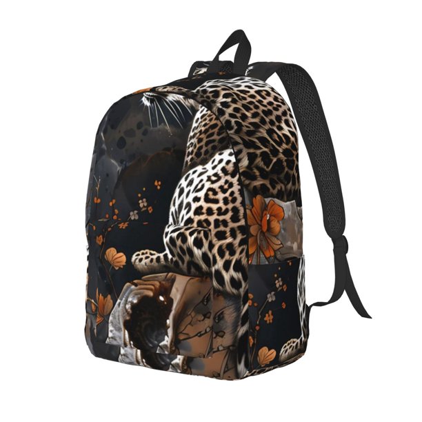 Balery Leopard On Tree Branch Mochila Clásica Impresa Básica para Viaje, Mochila Escolar Resistente al Agua, Mochila de Lona con Correas Ajustables-Medium