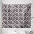 thumbnail image 1 of Exotic Tapestry, Repeated Pink Flamingo Bird Monstera Leaf Silhouettes Geometric Illustration, Fabric Wall Hanging Decor for Bedroom Living Room Dorm, 5 Sizes, Blush Taupe Grey, by Ambesonne, 1 of 1