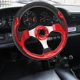 thumbnail image 3 of Universal Racing Steering Wheel, 13in Auto Steering Wheel, 6 Bolts Grip PU & Aluminum Car Steering Wheel with Horn Button, 3 of 7