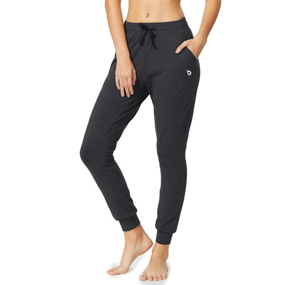 BALEAF Pantalons de Survêtement pour Femmes Joggers Coton Yoga Pantalon de Survêtement de Salon Pantalon Conique de Course Décontracté avec Poches Taille de Charbon de Bois M
