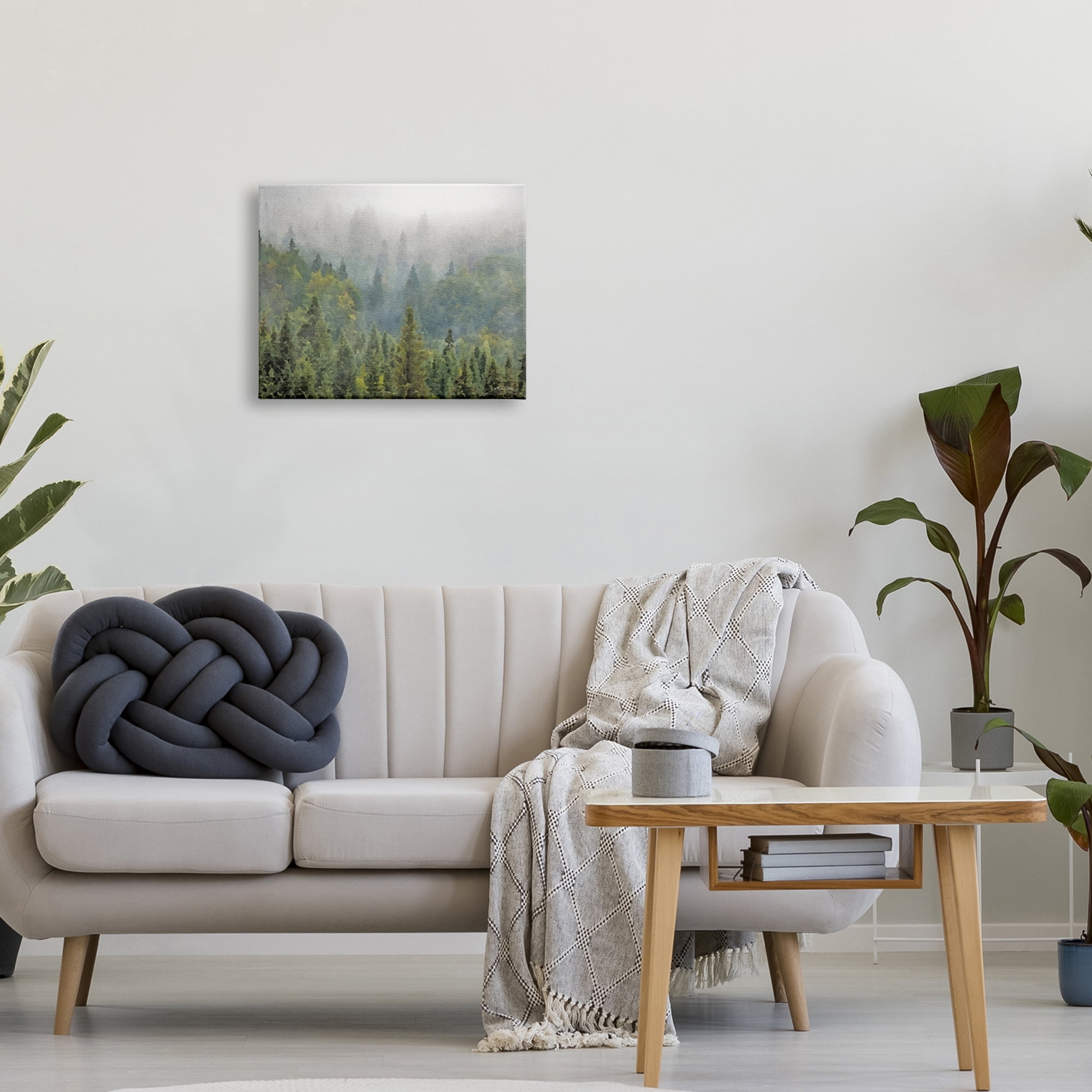 Stupell Industries Foggy Pine Forest Quiet Mountain Woods Atmospheric Painting,20 x 16, Design by Susan Ball