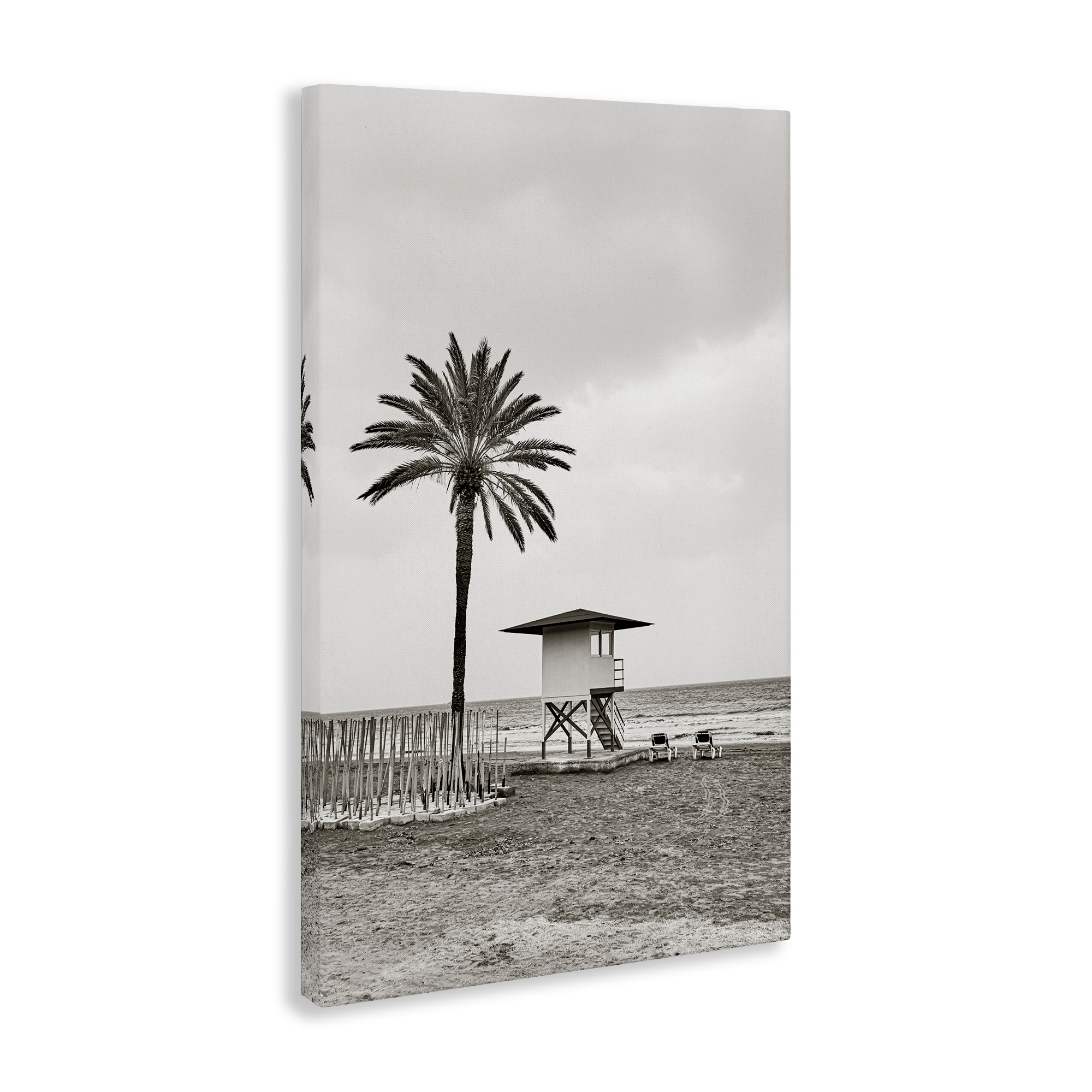 Stupell Industries Lifeguard Tower & Palm Landscape & Nature Photography Wrapped Canvas Art Print Wall Art, 30 x 45