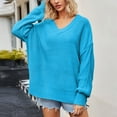 thumbnail image 6 of Annhoo Sweater for Women Casual Long Sleeve V Neck Knitted Tops Fall Winter Loose Comfort Pullover Sweater Tops, 6 of 7