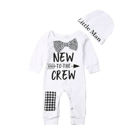 

Newborn Baby Boys Cotton Autumn Long Sleeve Romper+Hat Jumpsuit Bodysuit Clothes Long Pants Warm Outfits 0-18M
