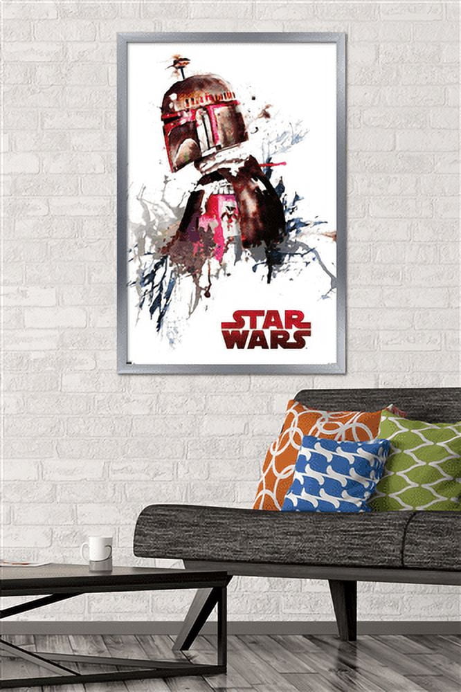 Star Wars: Original Trilogy - Boba Fett Watercolor Wall Poster, 22.375" x 34", Framed