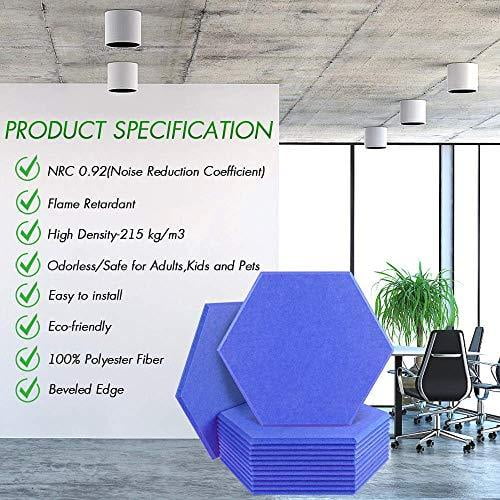 14 X 13 X 0.4 Inches Sound dampening Panel Used in Home & Offices Hexagon, Pink DEKIRU 12 Pack Acoustic Panels Sound Proof Padding 
